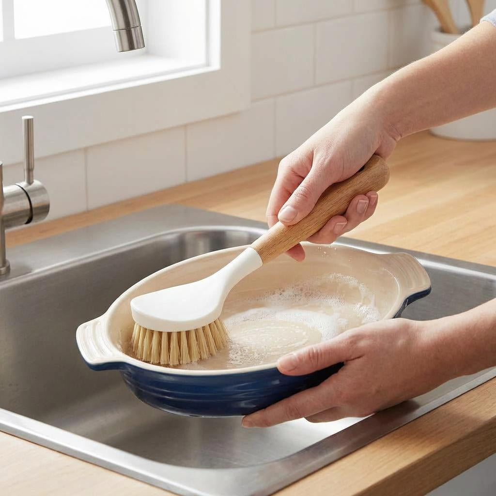 Wood Handle Dish Brush – Tough Scrub Power with Natural Bristles