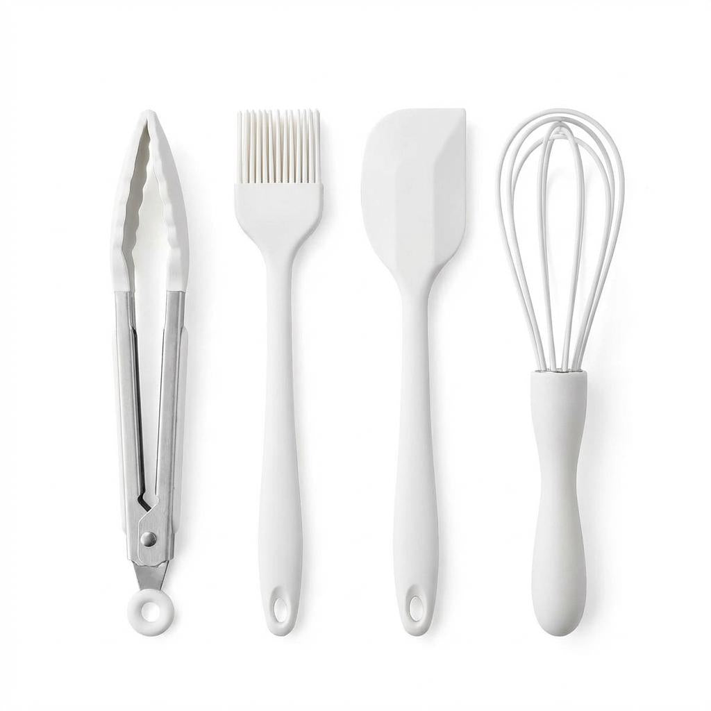 4-Piece Silicone Baking Tool Set – Non-Stick Whisk, Brush & Tongs