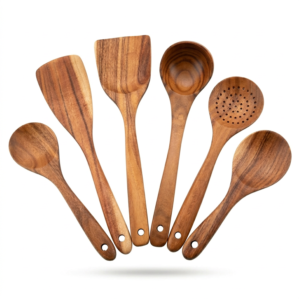 7-Piece Wooden Kitchen Utensils Set – Eco-Friendly Cooking Tools