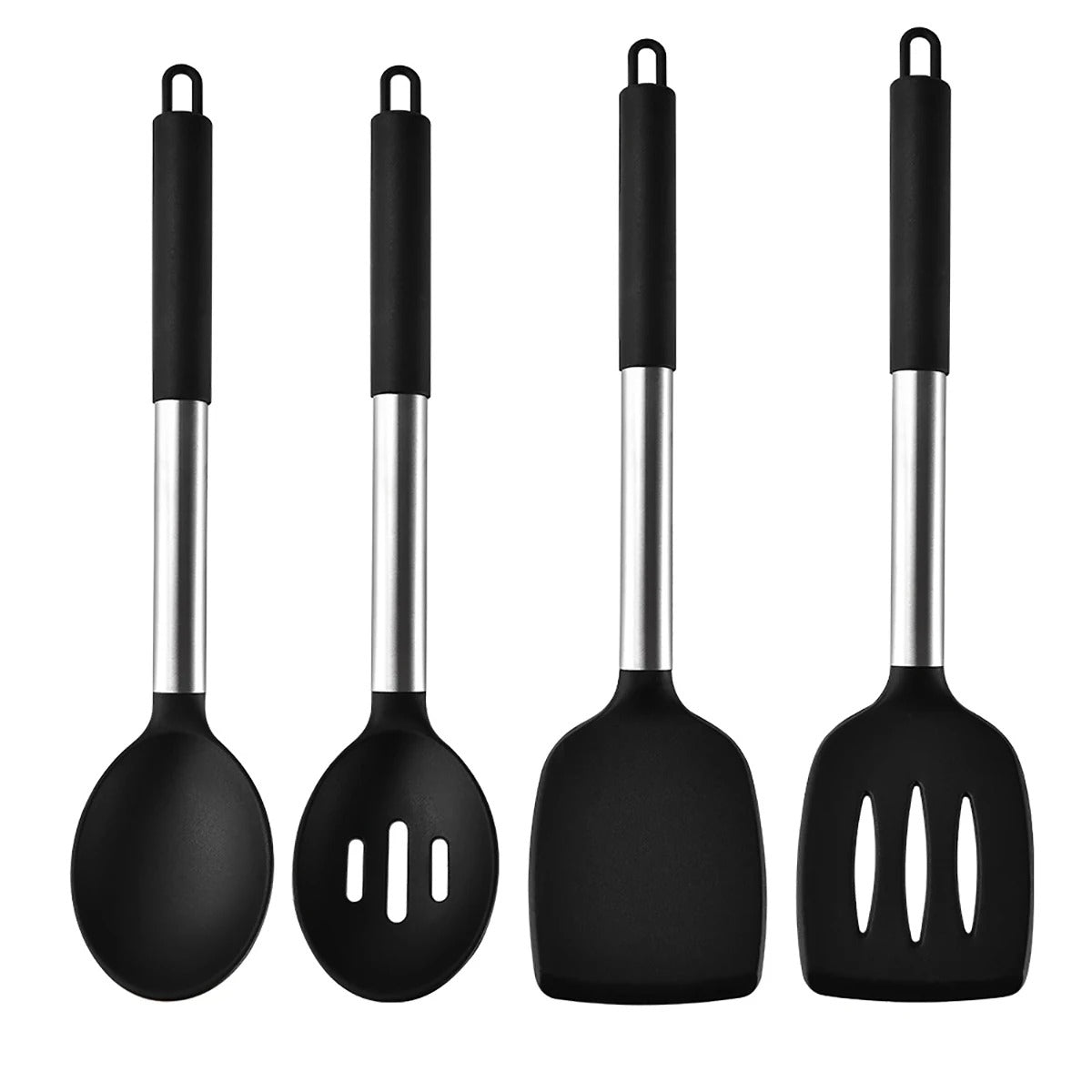Silicone Kitchen Utensil Set – Easy Cooking with Stainless Steel Handles