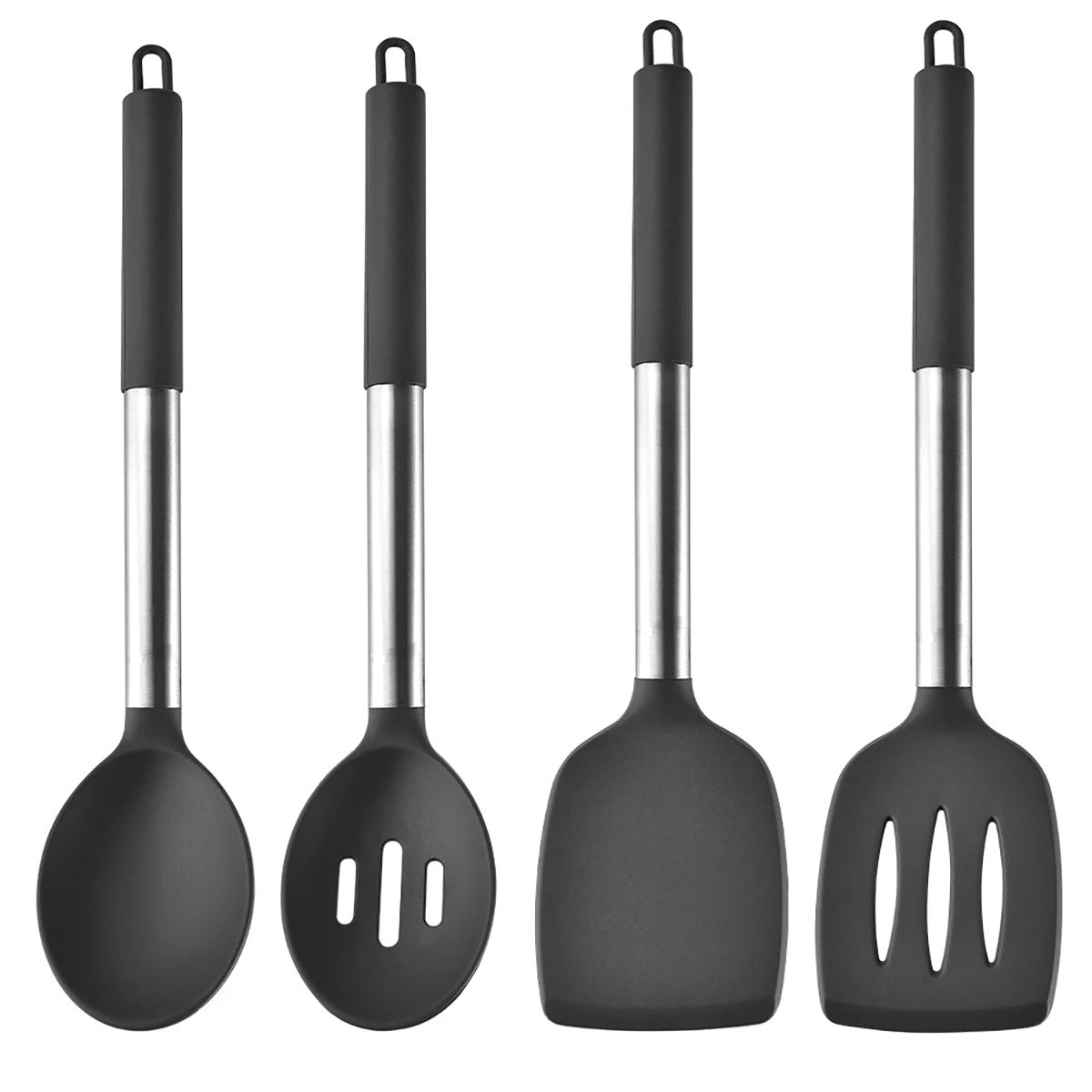 Silicone Kitchen Utensil Set – Easy Cooking with Stainless Steel Handles